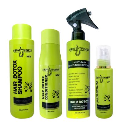 Hair Botox Set ( Shampoo, Conditioner, Leave-in Conditioner, Serum) Keratin Hair Treatment Made by UK Hair Professionals