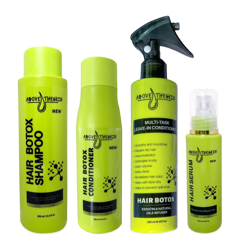 Hair Botox Set ( Shampoo, Conditioner, Leave-in Conditioner, Serum) Keratin Hair Treatment Made by UK Hair Professionals