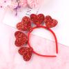 Valentine Heart Headband Glitter Red Heart Hair Band Glitter Valentine Day Hair Accessories for Women Girls Holiday Party Supplies view 2