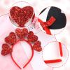 Valentine Heart Headband Glitter Red Heart Hair Band Glitter Valentine Day Hair Accessories for Women Girls Holiday Party Supplies view 3