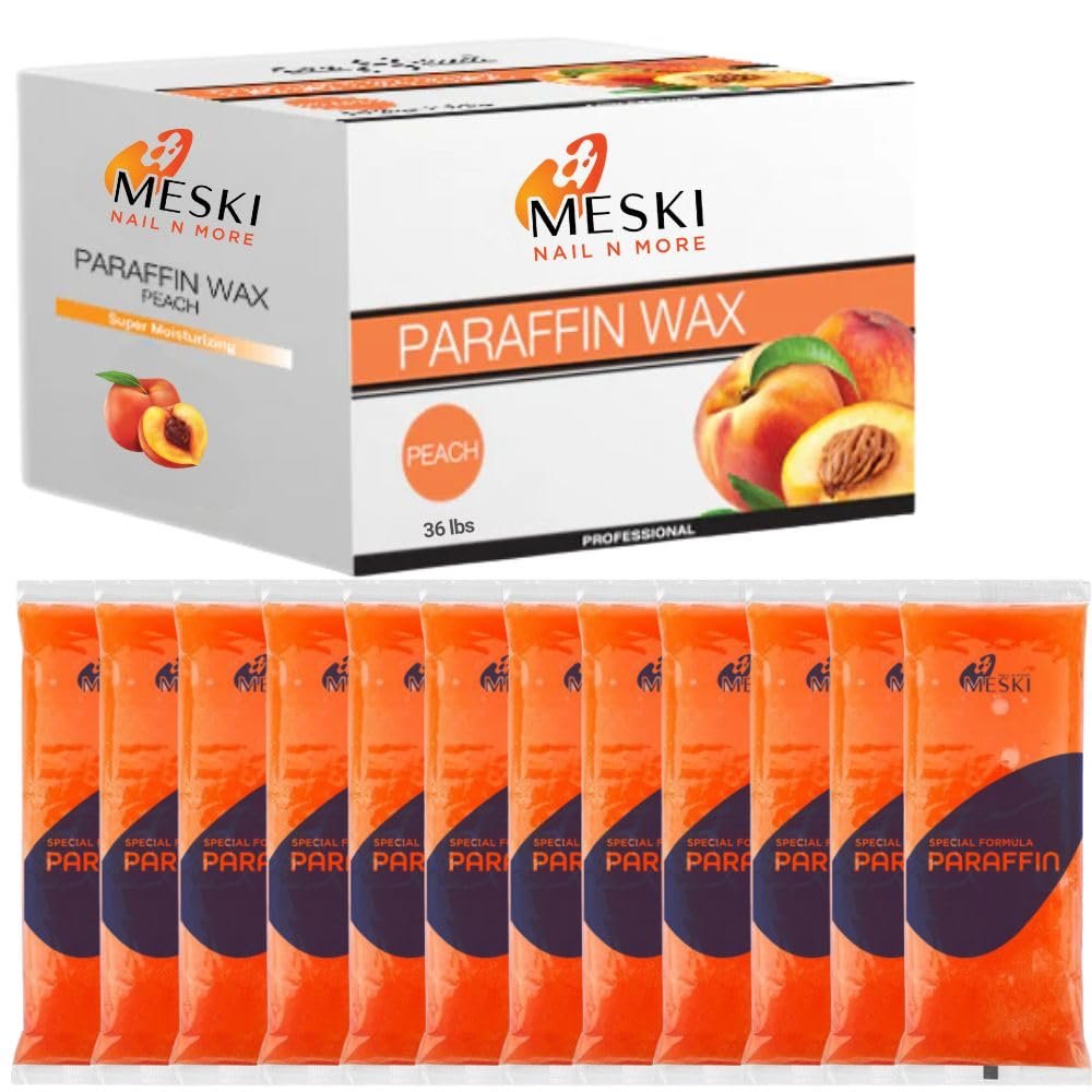 Nurture Peach Vanilla Paraffin Wax Refill, 36 Pack (36 lbs), Natural Paraffin Wax Blocks for Hands and Feet, Moisturizing and Hydrating Wax for Dry Skin, Non-Greasy Softening Treatment