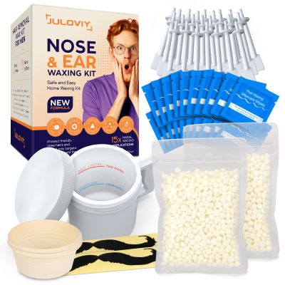Super Nose & Ear Waxing Kit |100g Wax, 30 Applicators | Ear & Nose Hair Removal for Men & Women | No Microwave Needed | Includes Balm Wipes, Mustache Guards | Pain-Free Hair Remover, Long-Lasting