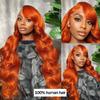 10A Ginger Human Hair Bundles with Closure Body Wave 22 24 26+20inch, Unprocessed Brazilian Raw Bundles Human Hair with Closure Brazilian Body Wave Ginger Closure with Bundles view 2