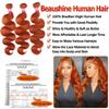 10A Ginger Human Hair Bundles with Closure Body Wave 22 24 26+20inch, Unprocessed Brazilian Raw Bundles Human Hair with Closure Brazilian Body Wave Ginger Closure with Bundles view 3