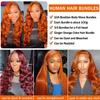 10A Ginger Human Hair Bundles with Closure Body Wave 22 24 26+20inch, Unprocessed Brazilian Raw Bundles Human Hair with Closure Brazilian Body Wave Ginger Closure with Bundles view 4
