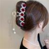 FMURY Red rose glitter diamond tassel hair grip clip female back of shark clip bride cheongsam toast dress hair accessories view 4