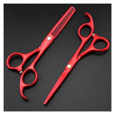 5.5 Inch Color Barberhaircutting Scissors Set, Barberhaircutting Scissors, Thinning Barberhaircutting Scissors, Hairdresserhaircutting Scissors Hair Cutting Shears(Red)