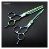 6 Inch Green Barberhaircutting Scissors, Toothhaircutting Scissors, Thinninghaircutting Scissors, Flathaircutting Scissors, Special for Salon Hair Cutting Shears(Cutting) view 2
