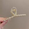 FMURY Metal pearl scrunchies female early spring oversized hair clips back of shark clip headwear view 3