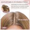 SEGO Pro Halo Hair Extensions Real Human Hair Wavy Invisible Wire Hairpiece Adjustable One Piece With 2 Secure Clips For Women to Add Length,14inch 4P27 Medium Brown mixed Dark Blonde,60g view 3