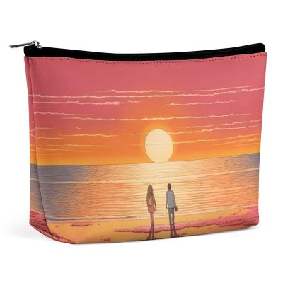 HJUQNGF Cosmetic Bag Couple Watching Sunrise Portable Toiletry Bag Large Capacity Travel Makeup Bag Beauty Makeup Organizer for Full-Sized Shampoo Conditioner Brushes Set Makeup Accessories