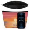 HJUQNGF Cosmetic Bag Couple Watching Sunrise Portable Toiletry Bag Large Capacity Travel Makeup Bag Beauty Makeup Organizer for Full-Sized Shampoo Conditioner Brushes Set Makeup Accessories view 3