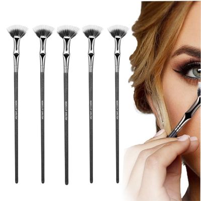 Folding Angle Scalloped Lash Brush, 2025 NEW Mascara Fan Brush for Lashes Eyelash Separator Tool, Eyelash Comb for Upper Lower Eye Lash Makeup Tools, Eye Makeup Fan Brush For Women (5PCS)