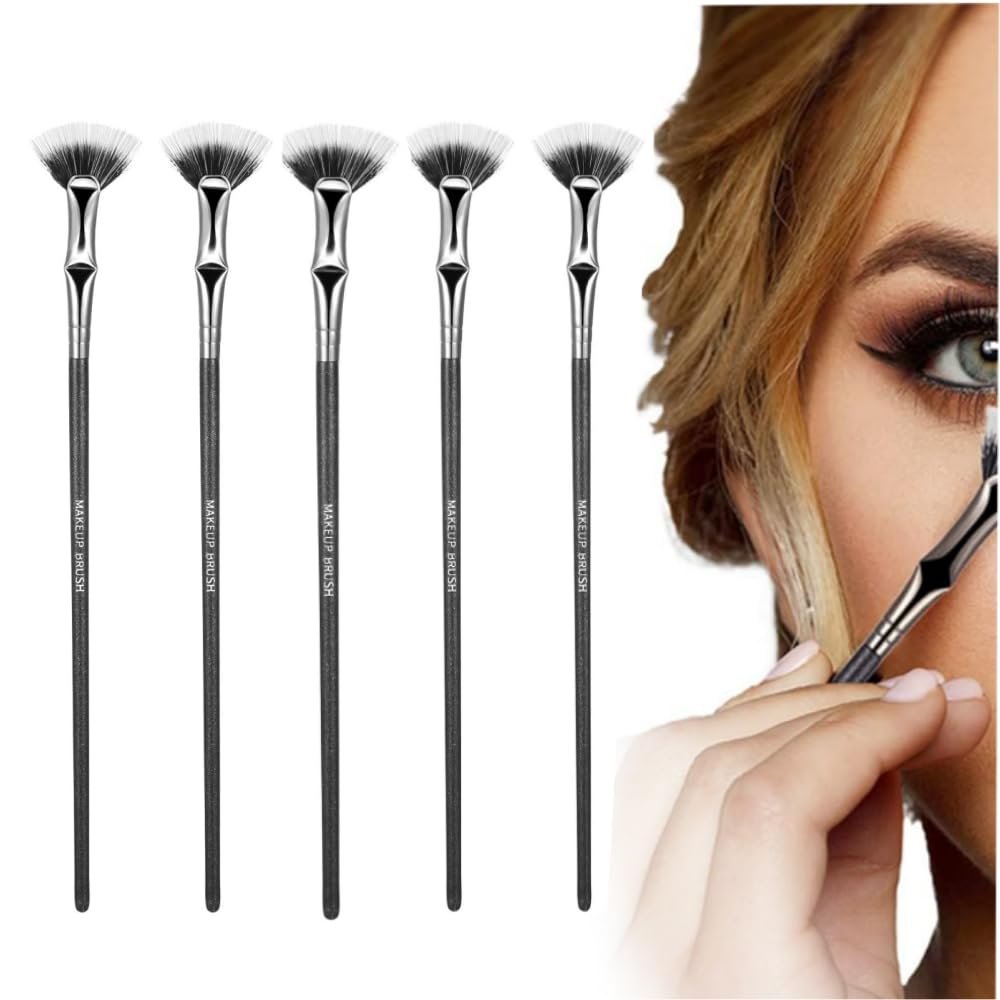 Folding Angle Scalloped Lash Brush, 2025 NEW Mascara Fan Brush for Lashes Eyelash Separator Tool, Eyelash Comb for Upper Lower Eye Lash Makeup Tools, Eye Makeup Fan Brush For Women (5PCS)