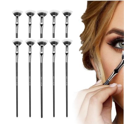 BusyLive Folding Angle Scalloped Lash Brush, 2025 Mascara Fan Brush for Lashes, Eyelash Separator Tool, Eyelash Comb, Eye Makeup Brush for Women (10PCS)