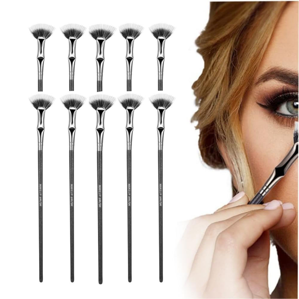 BusyLive Folding Angle Scalloped Lash Brush, 2025 Mascara Fan Brush for Lashes, Eyelash Separator Tool, Eyelash Comb, Eye Makeup Brush for Women (10PCS)