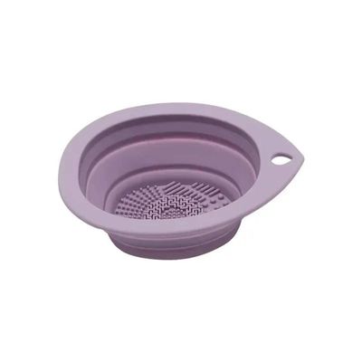 Hemasa Set of 2 Silicone Makeup Brush Cleaner Folding Powder Puff Cleaning Bowl Light Purple