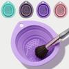 Hemasa Set of 2 Silicone Makeup Brush Cleaner Folding Powder Puff Cleaning Bowl Light Purple view 2