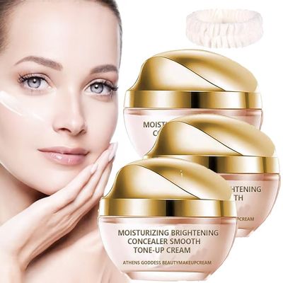 Cream Concealer and Foundation,Moisturizing Brightening Concealer Smooth Tone up Cream,Crema De Maquillaje Coreana,Corrector Iluminador Hidratante Crema Tnica (3PCS)