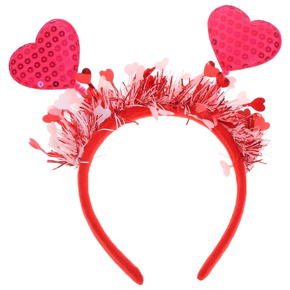LOGOFUN Heart Headband Valentine's Day Sequin Heart Headband Sparkly Love Heart Headpiece Cupid Costume Accessory for Wedding Engagement Party