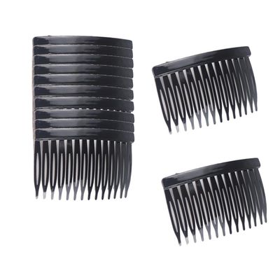 10Pcs 7x4.5CM Hair Side Combs 14 Teeth Plastic French Twist Comb Vintage Fine Hair Clips Hair Styling Accessories for Women Girls Bridal Wedding(Black)