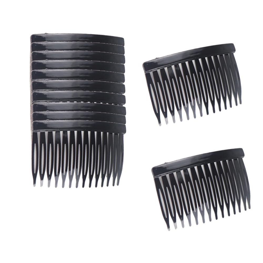 10Pcs 7x4.5CM Hair Side Combs 14 Teeth Plastic French Twist Comb Vintage Fine Hair Clips Hair Styling Accessories for Women Girls Bridal Wedding(Black)