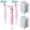 Lasnten 39 Pcs Disposable Women Razors 6 Blade Sensitive Skin Shaving Razor Set Include 3 Non Slip Handles and 36 Refills(Pink) view 1