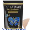 Auperwel Wax Beads for Hair Removal, 1.1LB Painless Salon Hard Wax Beans for Bikini, Eyebrow Facial, At Home Pearl Waxing Beads for Sensitive Skin with 20 Spatulas for Women Men(Chamomile) view 1