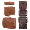 3-In-1 Large Personalized PU Leather Toiletry Bag, Hanging Toiletry Bag Removable Bag PU Leather (Red brown) view 1