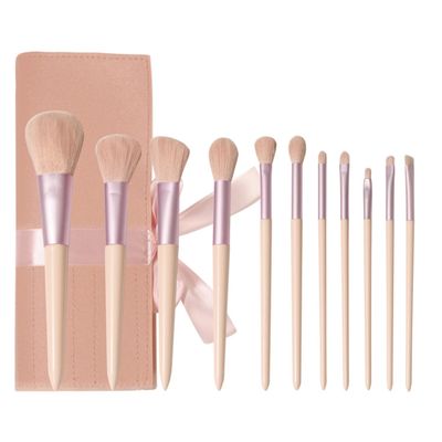 11pcs Professional Makeup Brush Set Makeup Brushes Kabuki Makeup Brush Set Foundation Brush with Travel Makeup Bag (11 Brush + PU bag)