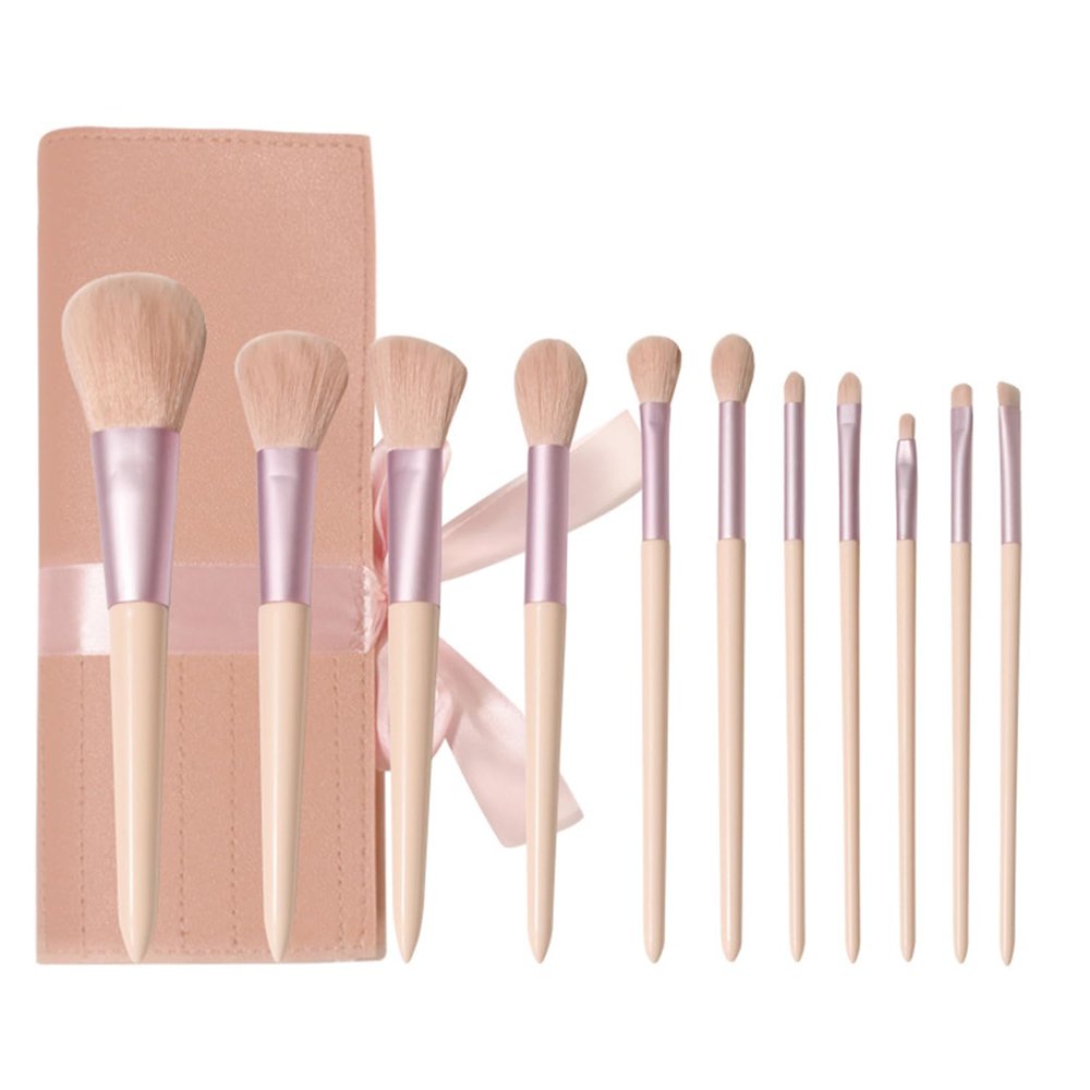 11pcs Professional Makeup Brush Set Makeup Brushes Kabuki Makeup Brush Set Foundation Brush with Travel Makeup Bag (11 Brush + PU bag)