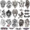 16 Sheets Black Scary Realistic Temporary Tattoos for Men and Women, Half Arm Waterproof Temp Tattoo Stickers Adults, Hand and Body Art Dragon Flower for BBQ Pool Beach Party view 1