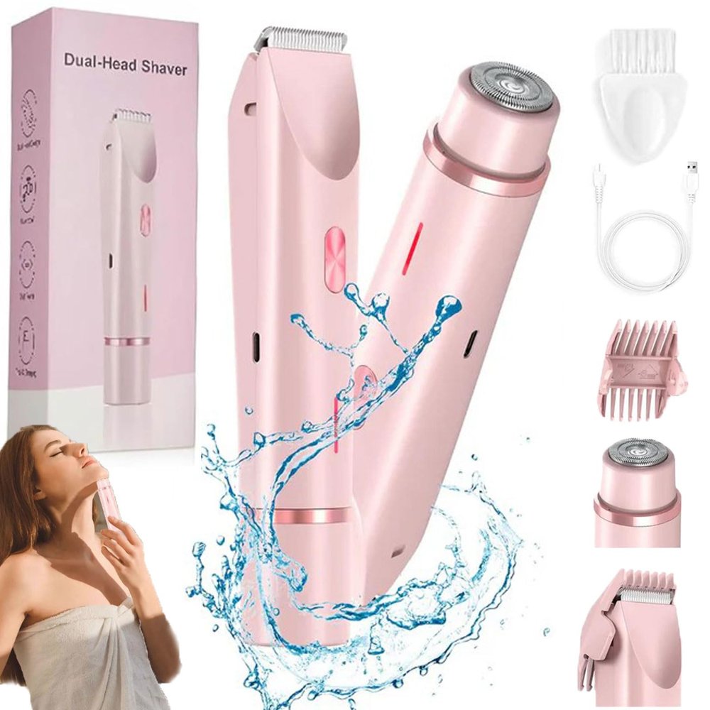 2026 New Portable Hair Trimmer Women with 2 Trimmer Heads, IPX7 Waterproof, Women Dual Head Shavers for Legs, Underarm, Arm