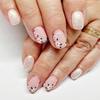 24Pcs Spring Square Press on Nails Short French Tip Fake Nails Small Flower Glue on Nails Glitter Full Cover Acrylic Nails Pink False Nails Cute Stick on Artificial Nails for Women Daily Manicure view 1