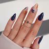 24Pcs Flower Press on Nails Almond Shaped Medium Fake Nails Spring Floral Acrylic Nails Yellow Daisy False Nails Stiletto Glue on Nails Blue Full Cover Glossy Artificial Nails for Women Girls Manicure view 1