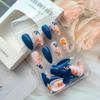 24Pcs Flower Press on Nails Almond Shaped Medium Fake Nails Spring Floral Acrylic Nails Yellow Daisy False Nails Stiletto Glue on Nails Blue Full Cover Glossy Artificial Nails for Women Girls Manicure view 3