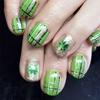 24Pcs St. Patrick's Day Press on Nails Short Square Fake Nails with Four Leaf Clover Glue on Nails Gold Glitter Full Cover False Nails Shamrock Acrylic Nails Irish Stick on Nails Gift for Women view 1