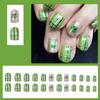 24Pcs St. Patrick's Day Press on Nails Short Square Fake Nails with Four Leaf Clover Glue on Nails Gold Glitter Full Cover False Nails Shamrock Acrylic Nails Irish Stick on Nails Gift for Women view 2