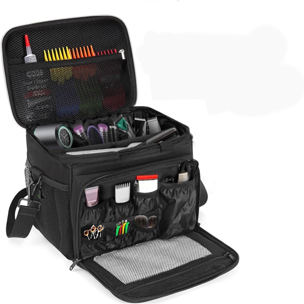 Barber Supplies Bag Portable,Barber Carrying Bag with Shoulde Strap, Barber Tools Storage Hair Clipper Case Organizer for Scissors Clippers Trimmers & Haircut Kits,Professional Hairdressing Bag