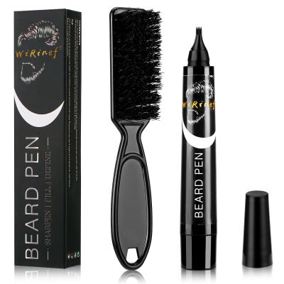 Beard Pen Filler for Men - Barber Styling Grooming Pencil - Gifts for Men Boyfriend Husband Couple, Anniversary Birthday Wedding Christmas Gifts, Beard Pencil Filler for Man And Beard Brush (BLACK)