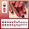 24Pcs Valentine's Day Press on Nails Short Square Fake Nails Glitter Love Design False Nails Black French Tip Press ons Heart Acrylic Nails Cute Artificial Nails for Women Valentines Stick on Nails view 2