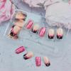 24Pcs Valentine's Day Press on Nails Short Square Fake Nails Glitter Love Design False Nails Black French Tip Press ons Heart Acrylic Nails Cute Artificial Nails for Women Valentines Stick on Nails view 4