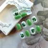24Pcs Shamrock Press on Nails Short Square Fake Nails Full Cover Glitter Glue on Nails St. Patrick's Day Nails Design Lucky Clover False Nails Green Coffin Stick on Nail Spring Acrylic Nails for Women view 3