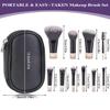 10 Pcs Mini Makeup Brush Travel Size Set With Brush Pouch, Portable Small Full Complete Function Cosmetic Brushes Kit for Women and Girls On the Go (Black) view 2