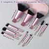 10 Pcs Mini Makeup Brush Travel Size Set With Brush Pouch, Portable Small Full Complete Function Cosmetic Brushes Kit for Women and Girls On the Go (Pink) view 2