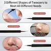 9 Pack Pimple Popper Tool Kit, 1Pack Magnifying Mirror Suction Cup, Blackhead Remover Tools, Quickly and Easily Removes Acne and Blackheads, Precision Eyebrow Tweezers for Facial Hair (Black) view 3