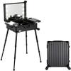 Rolling Makeup Case Professional Artist Cosmetic Travel Organiser With Mirror And Light Aluminium Striped Salon Makeup Case(Black Stripe,22-inch) view 1