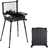 Rolling Makeup Case Professional Artist Cosmetic Travel Organiser With Mirror And Light Aluminium Striped Salon Makeup Case(Black Stripe,22-inch) view 4