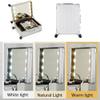 Rolling Cosmetic Case Rolling Makeup Case Aluminum Trolley Makeup Train Case With LED Lights Professional Cosmetic Organizer Studio Wheels And Stands Rolling Lighted Makeup Vanity Station(Black Stripe view 2