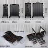 Rolling Cosmetic Case Rolling Makeup Case Aluminum Trolley Makeup Train Case With LED Lights Professional Cosmetic Organizer Studio Wheels And Stands Rolling Lighted Makeup Vanity Station(Black Stripe view 3